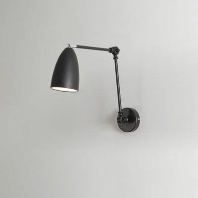 Simplicidad Moderna Pantalla de Metal en Forma de Semi-Cono con Brazo Basculante Retráctil Varilla Larga Lámpara Aplique de Pared de 1 Luz para Sala de Estar 