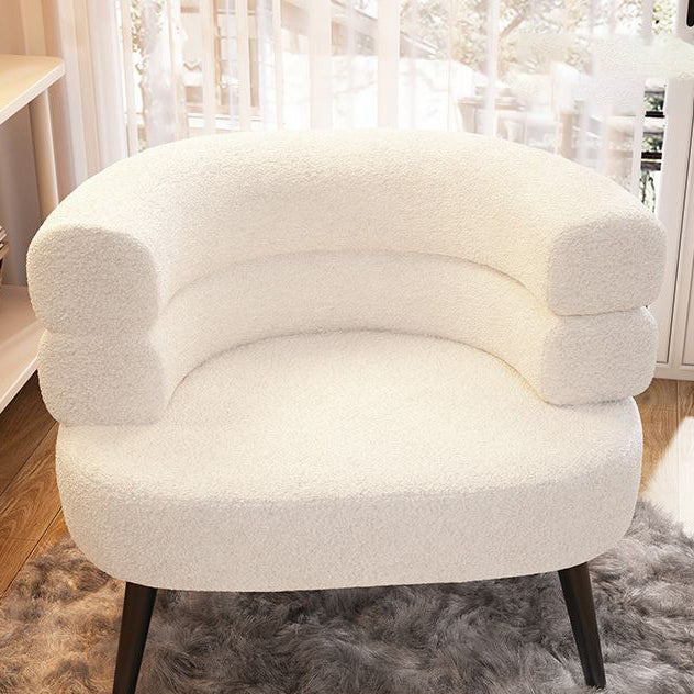 Modern Minimalist Oval Sherpa Fabric Carbon Steel Vanity Stool Backrest For Bedroom
