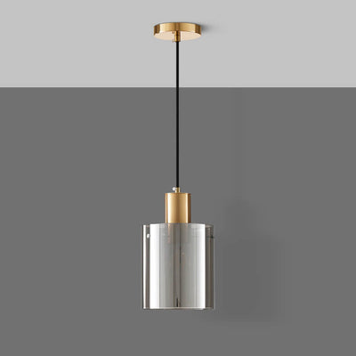 Nordic Minimalist Glass Cylinder Jar 1-Light Pendant Light