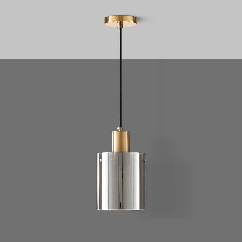 Nordic Minimalist Glass Cylinder Jar 1-Light Pendant Light