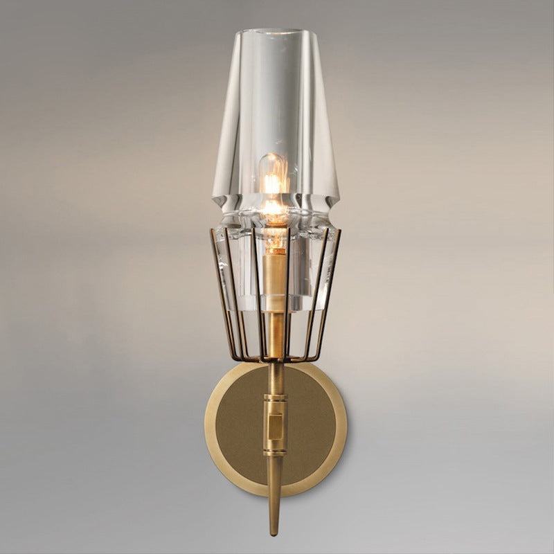 Zeitgenössische Retro Eisen Glas Zylinder 1/2 Licht Wand Leuchte Lampe Für Flur 