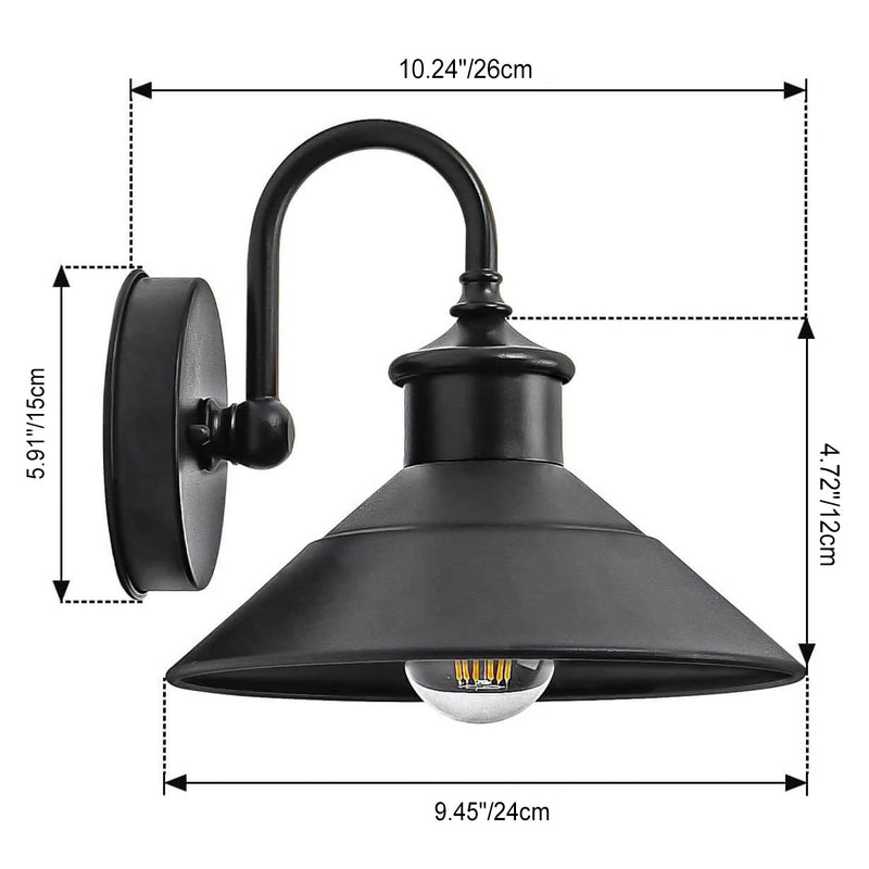 Modern Minimalist Wrought Iron Umbrella Shade 1-Light Outdoor Waterproof Wall Sconce Lamp