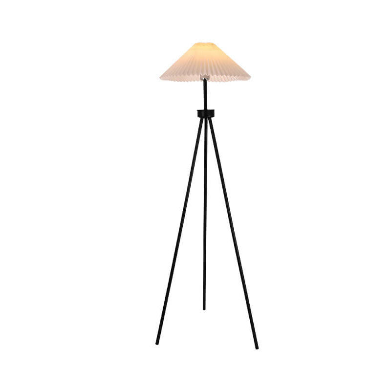 Nordic Modern Pleated Canvas Shade Iron Tripod 1-Light Standing Floor Lamp