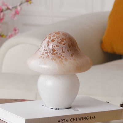 Modern Art Deco Skinny Spotted Mushroom Glass 1-Light Table Lamp For Bedroom