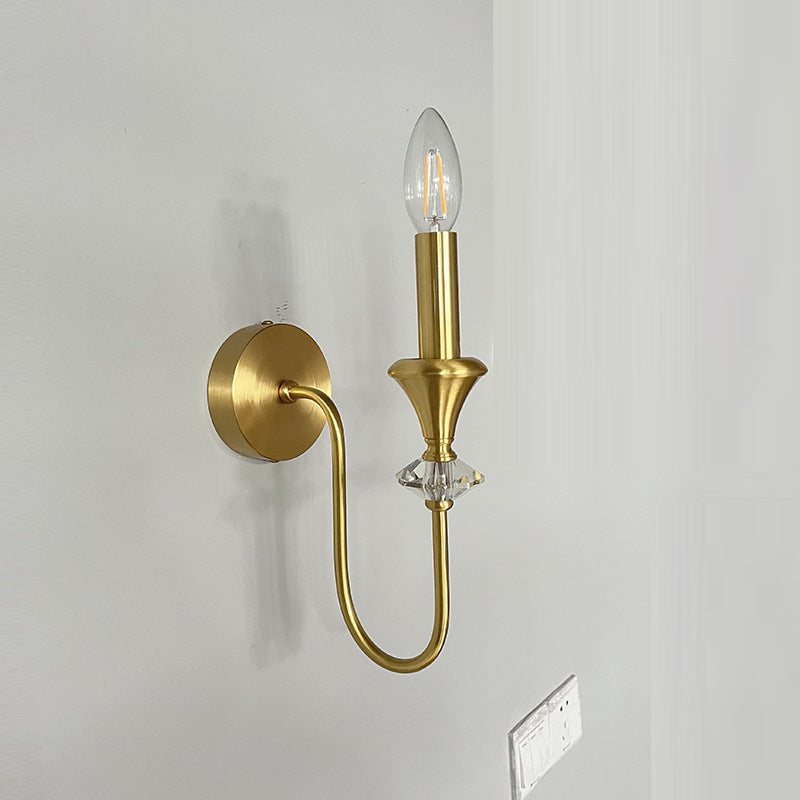 Applique Murale 1 Lumière en Verre de Cuivre Traditionnelle Française pour Chambre 