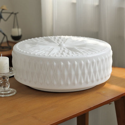 Plafonnier LED en verre gravé cylindrique de simplicité contemporaine pour salon 