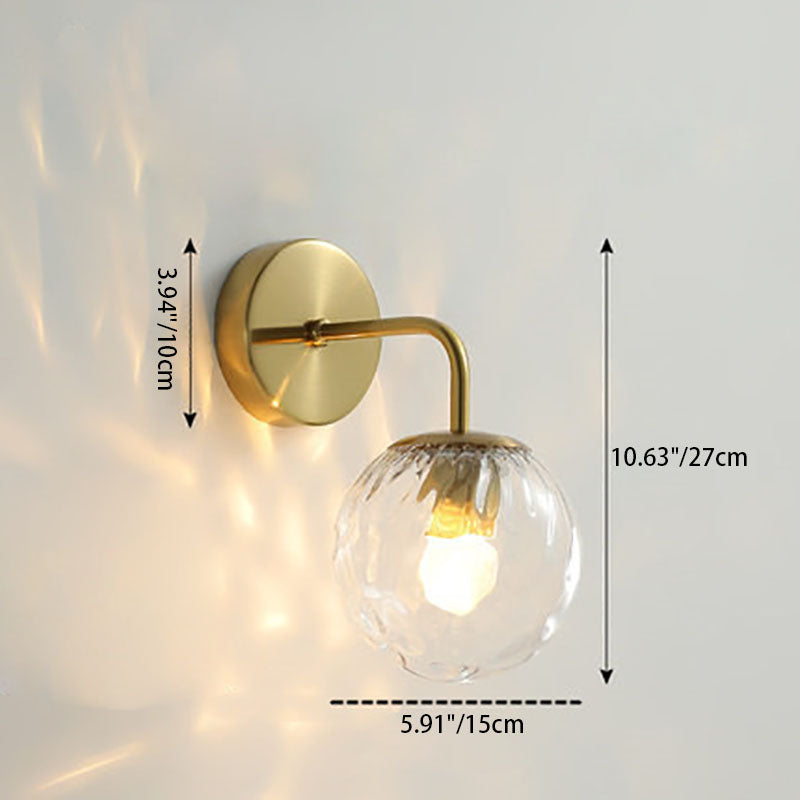 Contemporary Scandinavian Round Ball Iron Glass 1-Light Wall Sconce Lamp For Bedroom