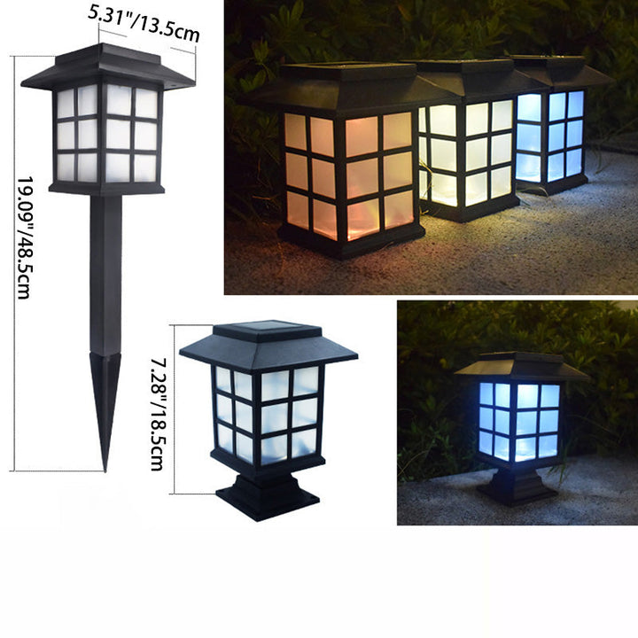 Iluminación LED de paisaje rectangular de plástico ABS PC solar impermeable tradicional europea para jardín 