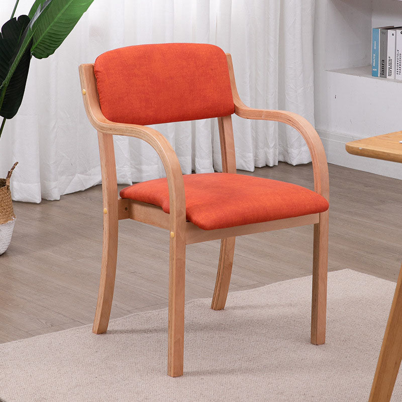 Chaise de salle à manger moderne en tissu, bois, éponge, carrée, incurvée, avec dossier et accoudoirs 