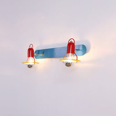 Zeitgenössische kreative kindliche bunte geometrische Eisen 2-Licht Spiegel Front Wandleuchte Lampe für Schlafzimmer 