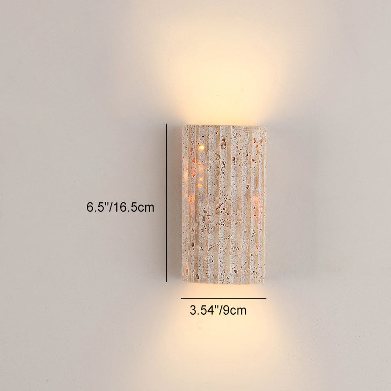Traditionelle japanische gestreifte beige Travertin-Halbkugel-LED-wasserdichte Wandleuchte für das Wohnzimmer 