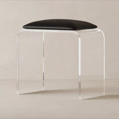 Tabouret de vanité en cuir acrylique rectangulaire minimaliste moderne pour chambre 