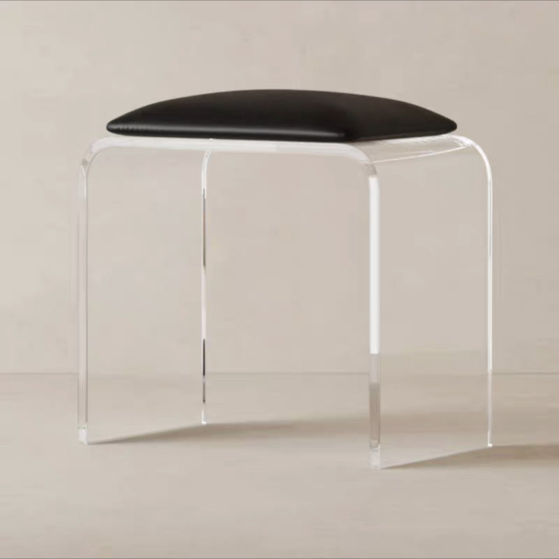 Tabouret de vanité en cuir acrylique rectangulaire minimaliste moderne pour chambre 