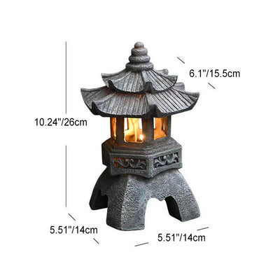 Retro Decorative Solar Tower Resin LED Outdoor Landscape Lighting