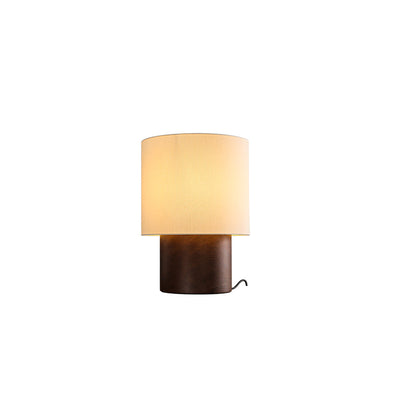 Traditionelle Bauernhaus Zylinder Holz Stoff 1-Licht Tischlampe für Nachttisch 