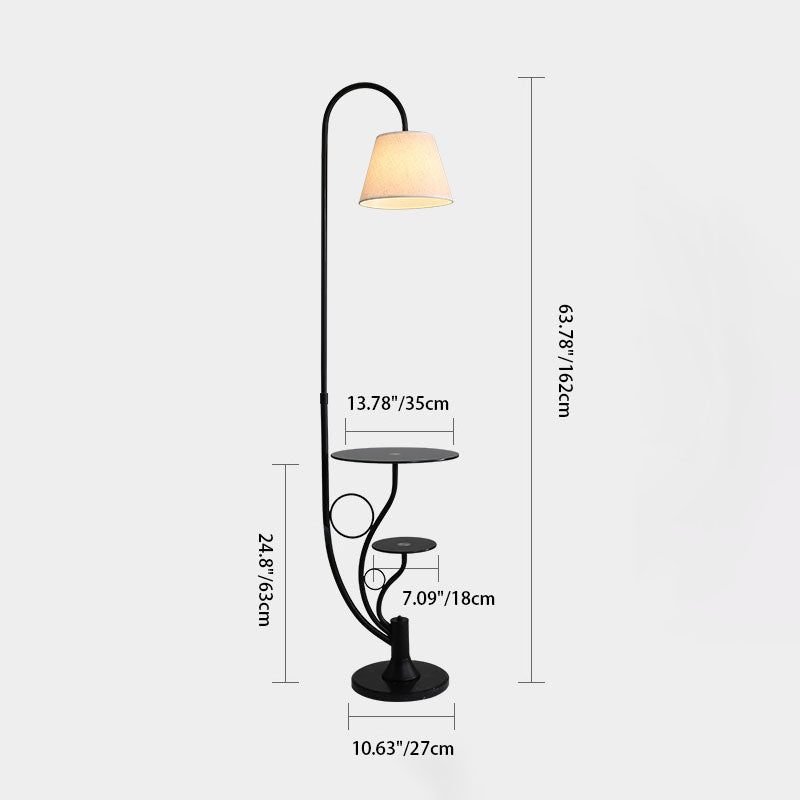 Modern Minimalist Marble Table Iron Linen Glass 1-Light Standing Floor Lamp