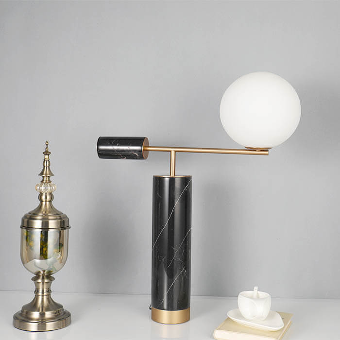 Nordic Modern Marble Texture Cylindrical Glass Ball 1-Light Table Lamp