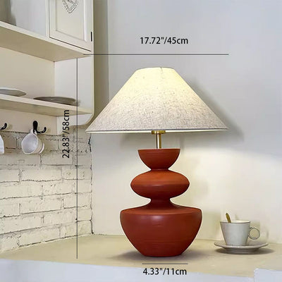 Modern Transitional Fabric Shade Resin Round Base 1-Light Table Lamp For Home Office