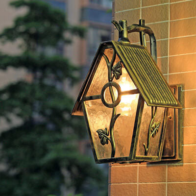 Applique murale extérieure rétro en aluminium étanche avec verre dépoli et 1 lumière 