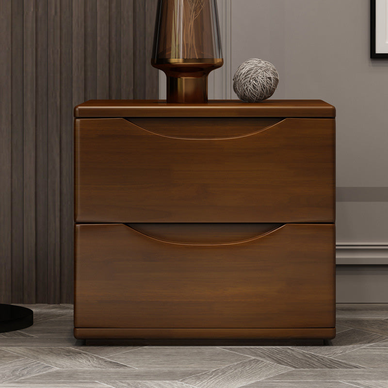Mesita de noche tradicional japonesa rectangular cúbica de madera de caucho y metal con 2/3 cajones para el lado de la cama 