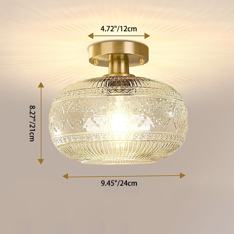 Luz de techo semiempotrada de 1 luz de hierro cristalino de vidrio esférico con patrón redondo minimalista moderno para sala de estar 