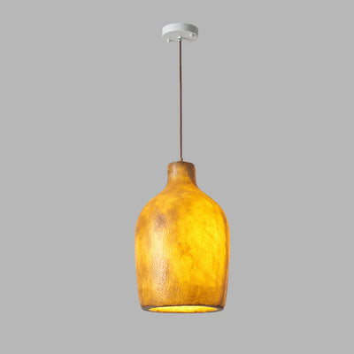 Traditionelle japanische Fiberglas-Eisenflasche, runde 1-flammige Pendelleuchte für Esszimmer 