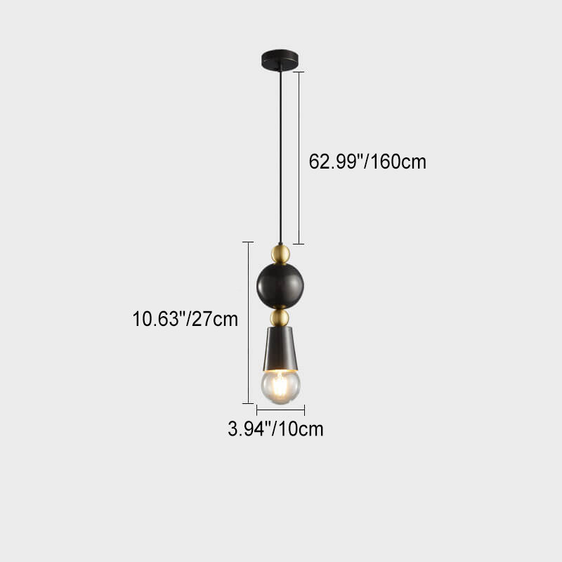 Modern Minimalist Geometric Column Glass Brass 1-Light Pendant Light for Living Room