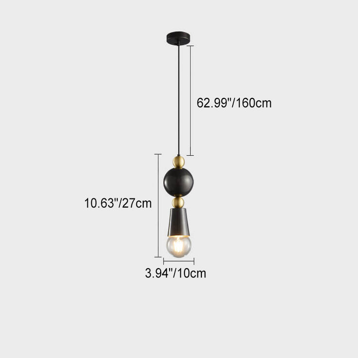 Modern Minimalist Geometric Column Glass Brass 1-Light Pendant Light for Living Room