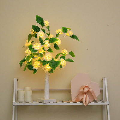 Christmas Decorative Plastic Tree Light Rose Decorative LED Table Lamp