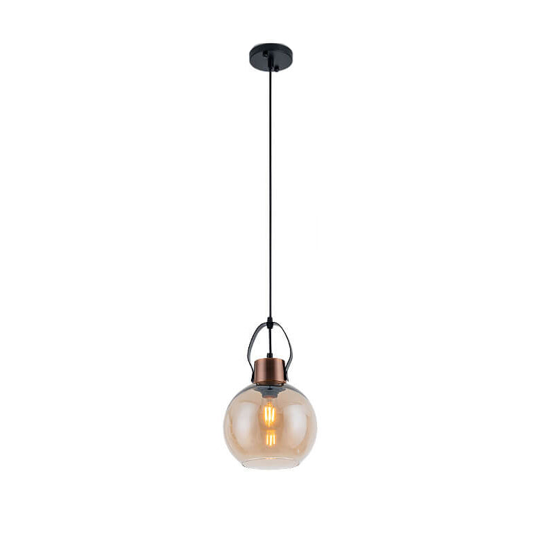 Lámpara colgante de 1 luz de vidrio y hierro forjado minimalista industrial 