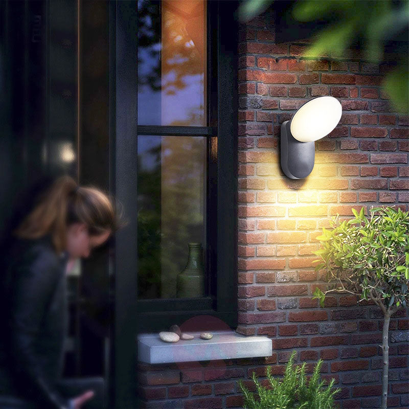 Zeitgenössische industrielle wasserdichte Aluminium-PC-Rundschirm-LED-Wandleuchte für den Garten 