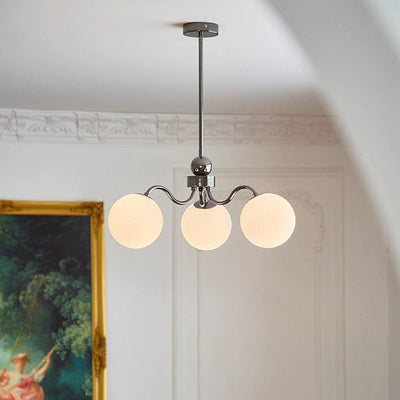 Contemporary Scandinavian Round Ball Iron Glass 3/5/8 Light Chandelier For Living Room