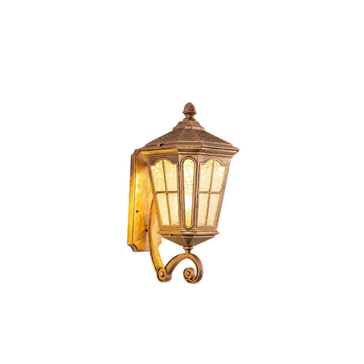 Traditional European Outdoor Lantern Aluminum Glass Waterproof 1-Light Wall Sconce Lamp for Outdoor Patio