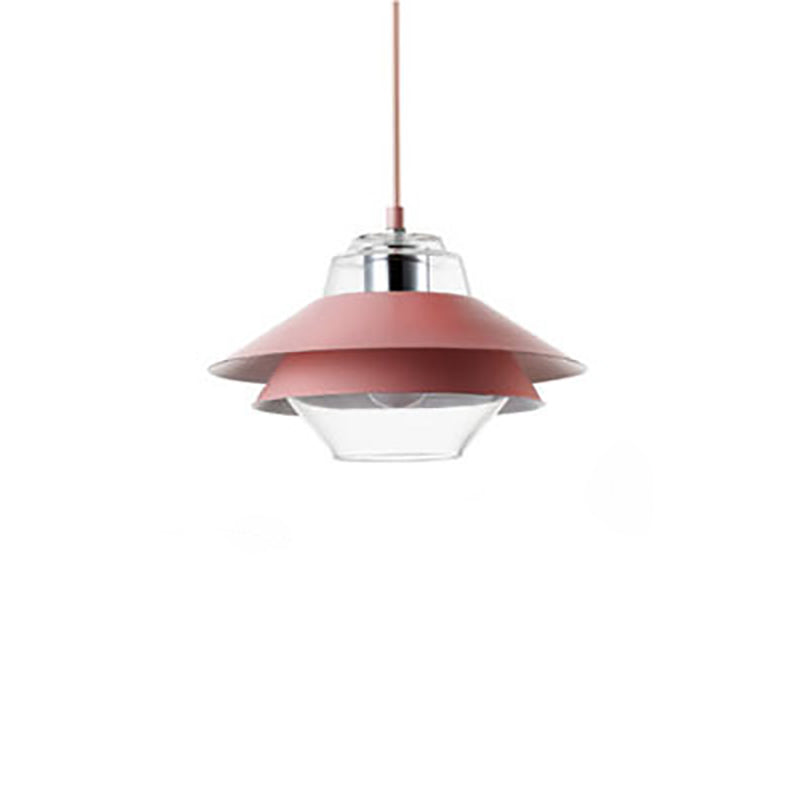 Suspension lumineuse contemporaine nordique ronde en verre et fer à 1 lumière pour salon 