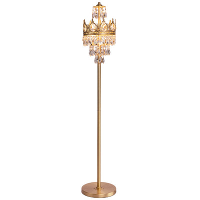 Traditionelle Luxus Kupfer Messing Kristall Krone Anhänger 3-Licht Stehlampe für Schlafzimmer 
