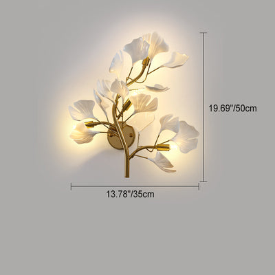 Modern Minimalist Ginkgo Leaf Iron Acrylic 4-Light Wall Sconce Lamp For Living Room