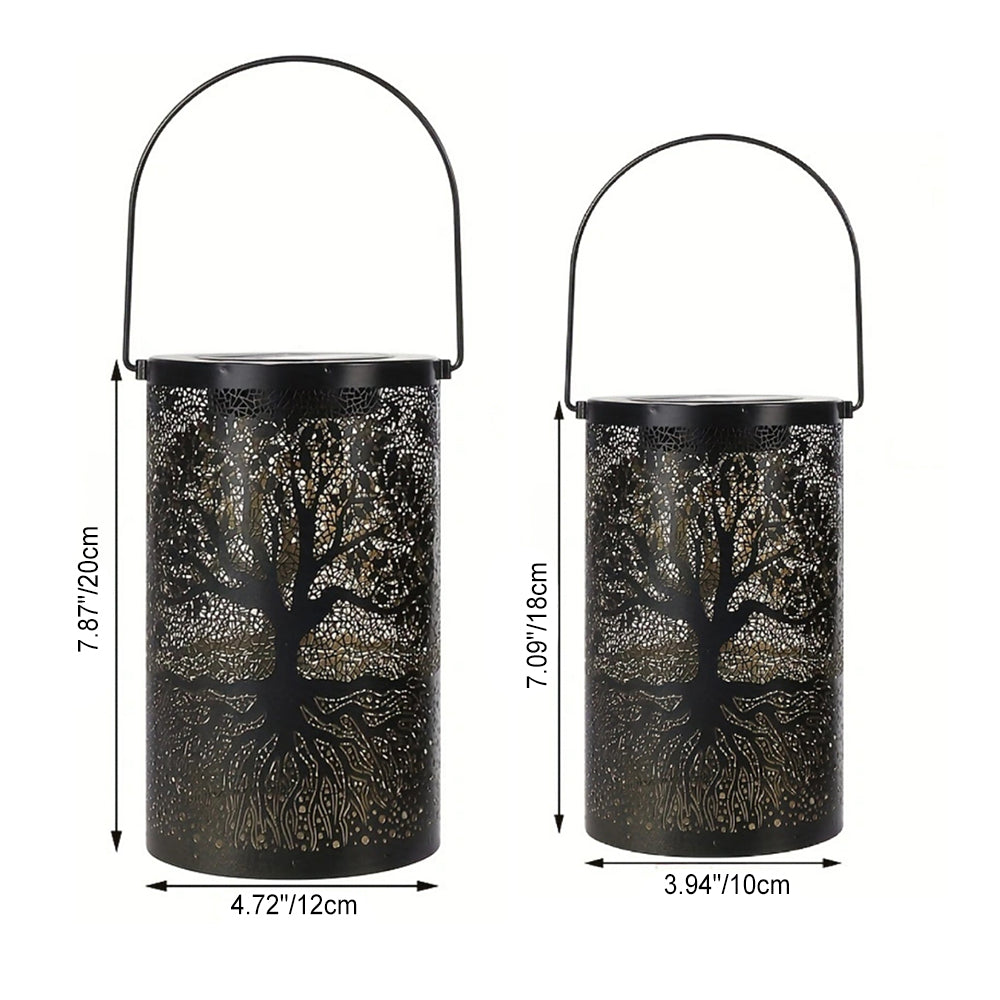 Iluminación de paisaje colgante LED con cilindro de hierro impermeable solar de granja tradicional con diseño de árbol hueco para jardín 