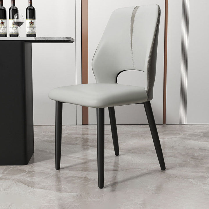 Modern Luxury Square Cushion Faux Leather Carbon Steel Dining Chair Backrest For Dining Room