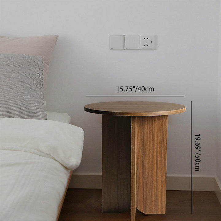 Traditioneller Vintage Runder Quadratischer Massivholz Beistelltisch 1-stufig Für Wohnzimmer 