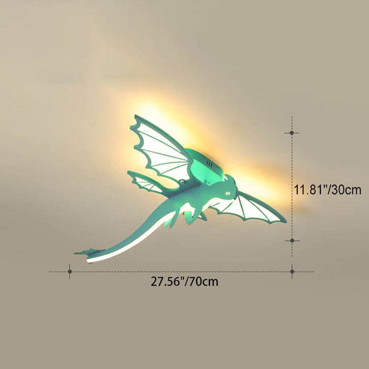 Contemporary Creative Acrylic Cartoon Dinosaur LED Kids Semi-Flush Mount Ceiling Light For Bedroom
