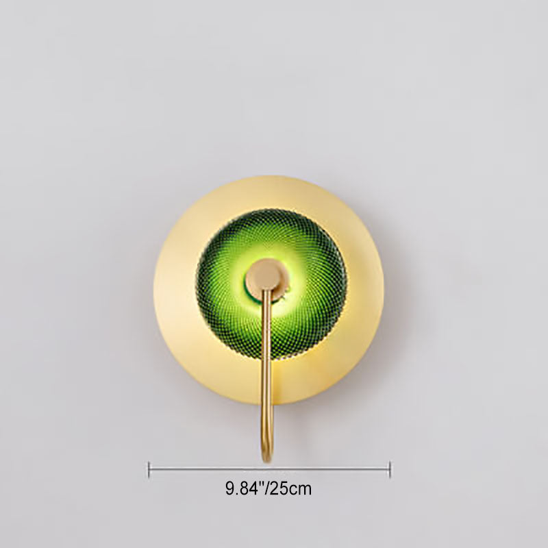 Applique murale LED ronde en verre de fer de luxe moderne pour chambre à coucher 