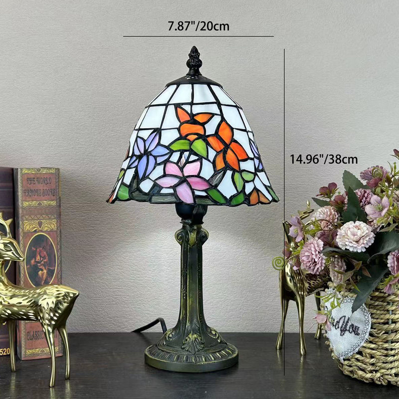 Traditionelle Tiffany Legierung Glas Dome Blume 1-Licht Tischlampe für Nachttisch 