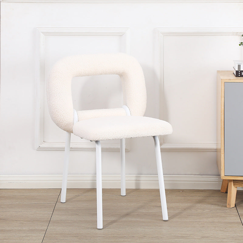 Respaldo de silla de comedor de diseño de donut de lana de cordero escandinavo contemporáneo para comedor 