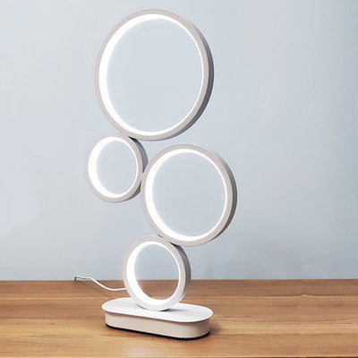 Moderne minimalistische Multi-Kreis Aluminium Eisen Silikon LED Tischlampe für Schlafzimmer 