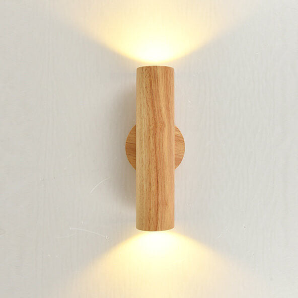 Applique murale LED à double tête en bois massif simple et moderne 