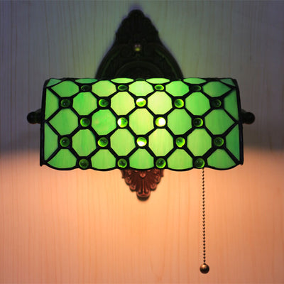 Tiffany Lucite Beads Stained Glass 1-Light Wall Sconce Lamp