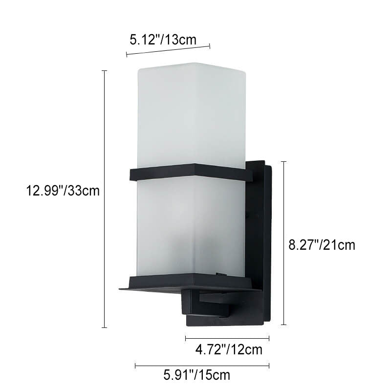 Industrial Outdoor Waterproof Column Frosted Glass Shade 1-Light Wall Sconce Lamp