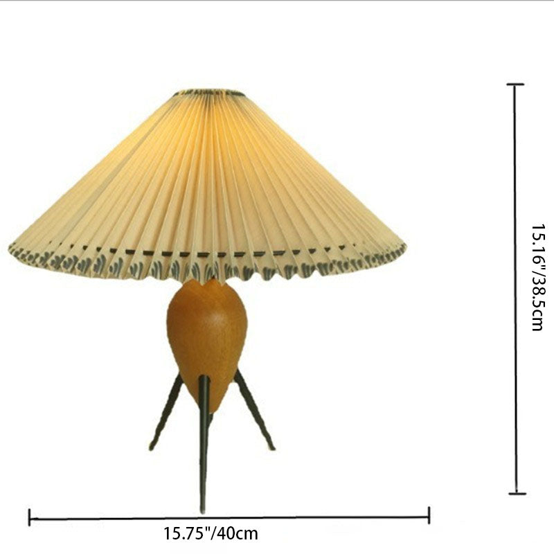 Lampe de table à 1 lumière en tissu PVC en bois de fer conique vintage traditionnel pour chambre à coucher 