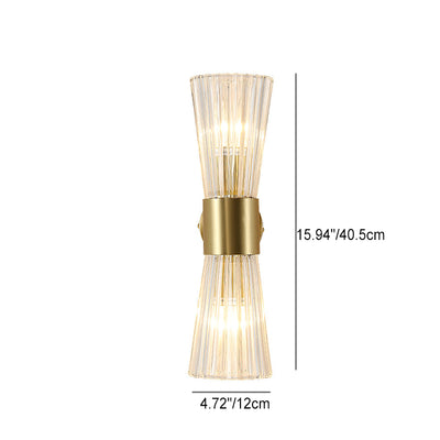 Lámpara de Aplique de Pared Contemporánea de Lujo con Cristal Acanalado Luminosa de 2 Luces para Dormitorio 