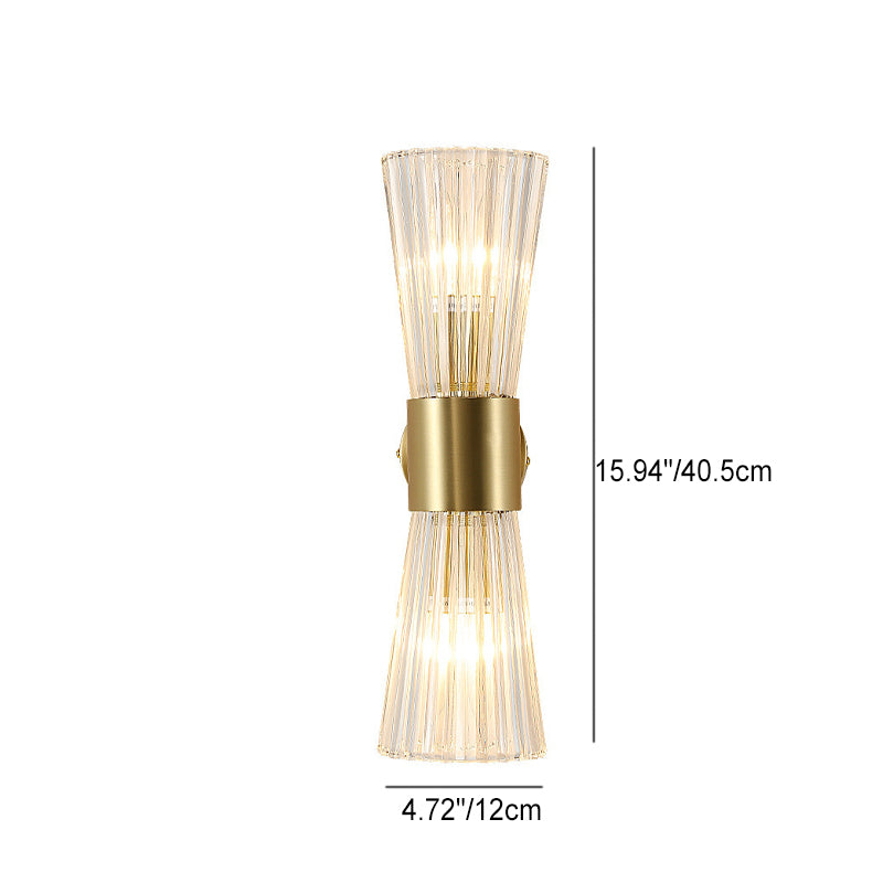 Lámpara de Aplique de Pared Contemporánea de Lujo con Cristal Acanalado Luminosa de 2 Luces para Dormitorio 